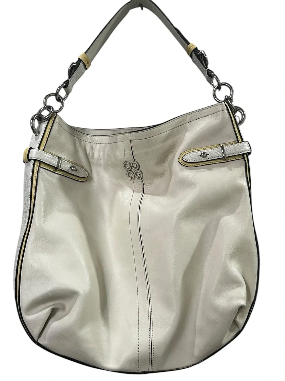 Coach Leather Purse & Charm Colette Cream Shoulder Bag Hobo Horse Carriage